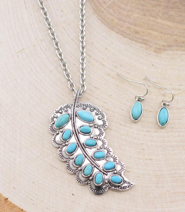 NECKLACES :: CHAIN WITH PENDANT :: Wholesale Western Feather Pendant Necklace Set