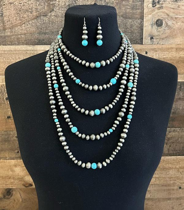 NECKLACES :: WESTERN LONG NECKLACES :: Wholesale Western Navajo Pearl Bead Necklace Set