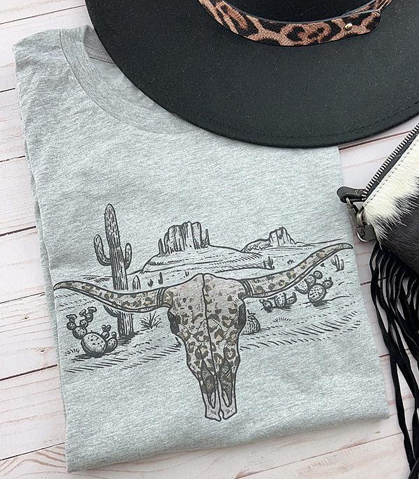 GRAPHIC TEES :: GRAPHIC TEES :: Wholesale Western Leopard Cow Skull Tshirt