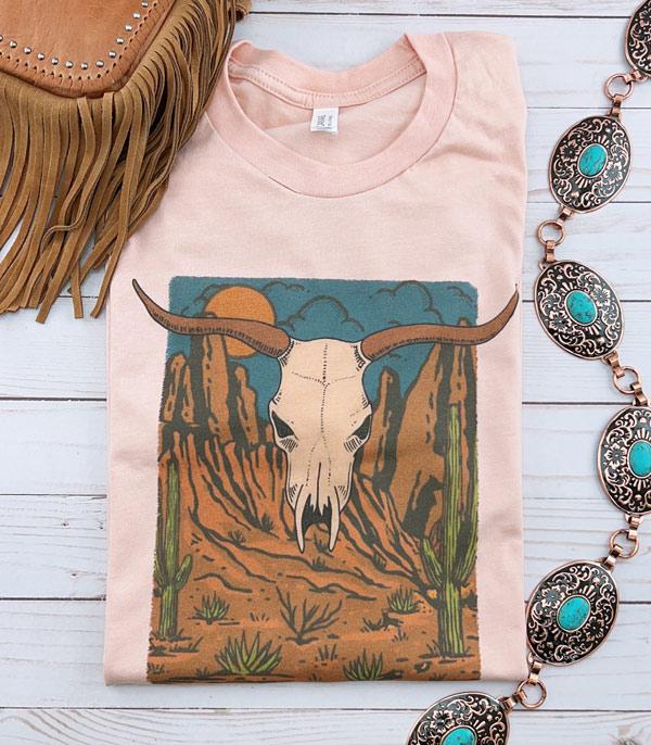 GRAPHIC TEES :: GRAPHIC TEES :: Wholesale Desert Skull Western Graphic Tshirt