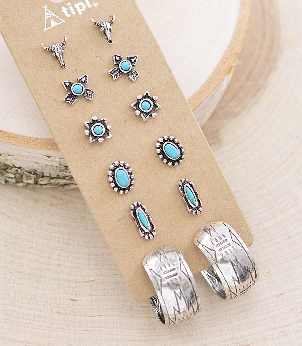 New Arrival :: Wholesale Tipi Western 6PC Set Stud Earrings