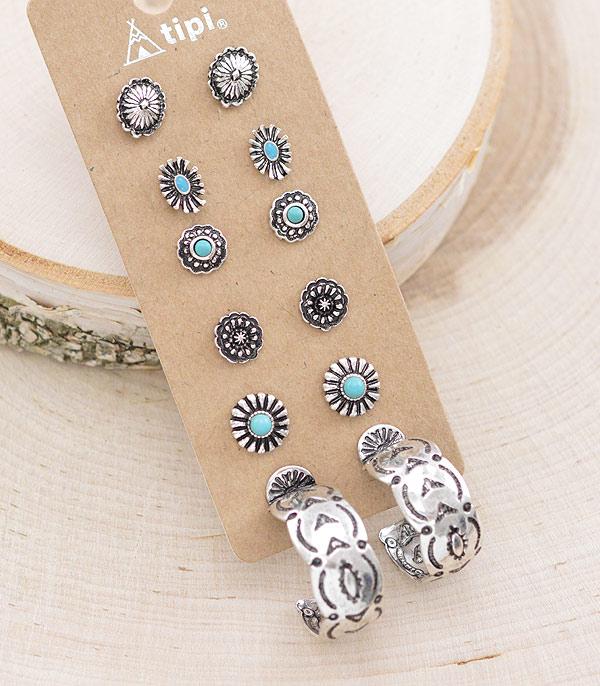 New Arrival :: Wholesale Tipi Western 6PC Set Stud Earrings