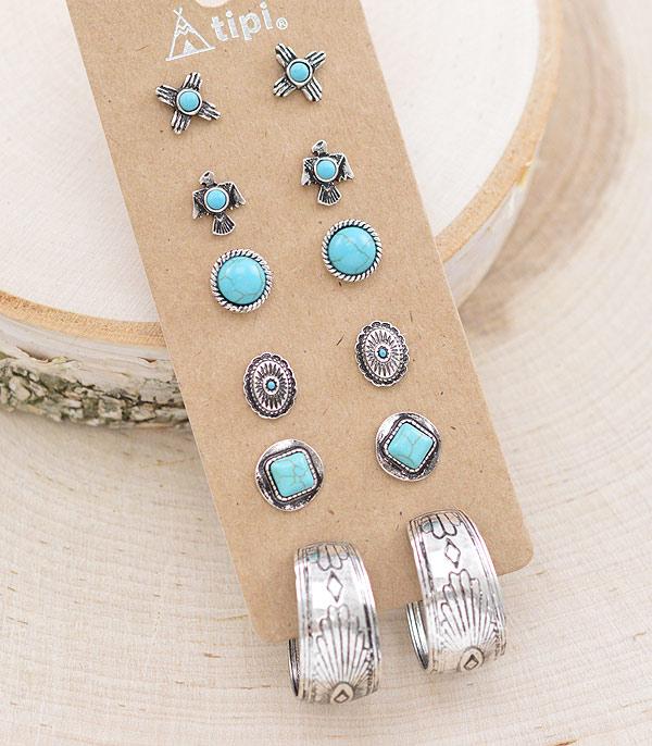 New Arrival :: Wholesale Tipi Western 6PC Set Stud Earrings