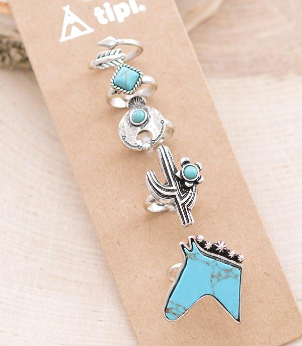 RINGS :: Wholesale Tipi Western Turquoise Ring Set