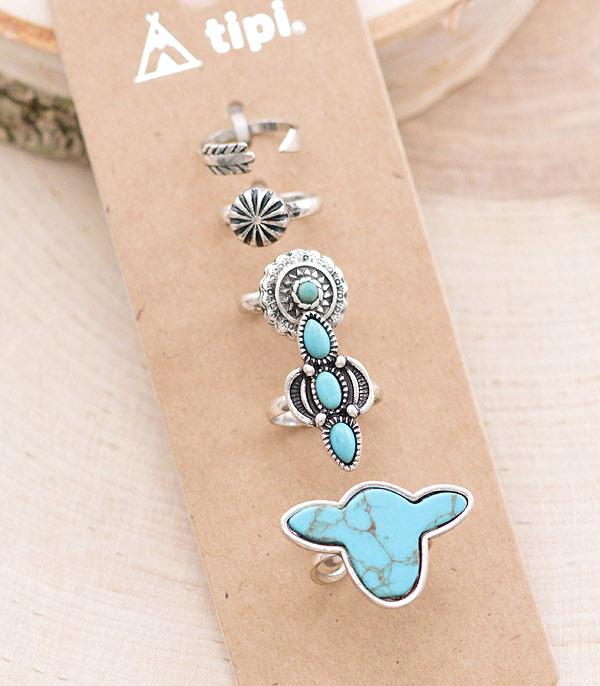New Arrival :: Wholesale Tipi Western Turquoise Ring Set