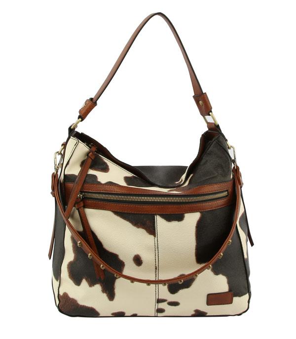 New Arrival :: Wholesale Soft Faux Leather Cow Print Hobo Bag