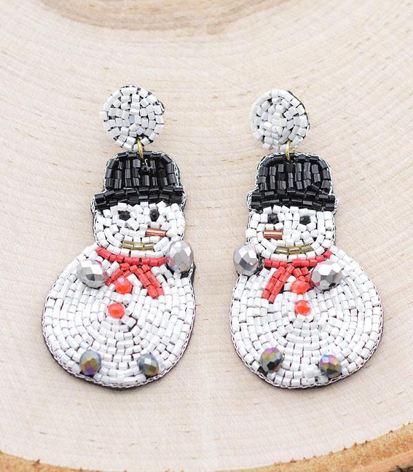 New Arrival :: Wholesale Seed Bead Snowman Earrings