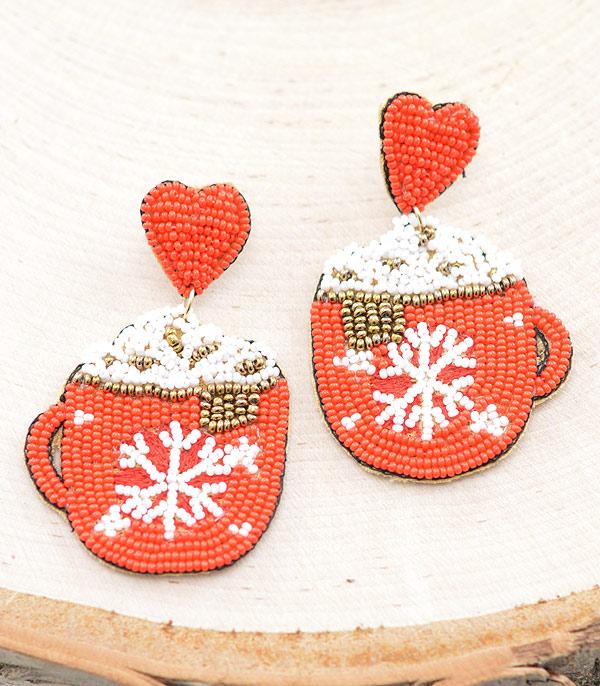 <font color=GREEN>HOLIDAYS</font> :: JEWELRY I BAGS :: Wholesale Seed Bead Hot Chocolate Earrings