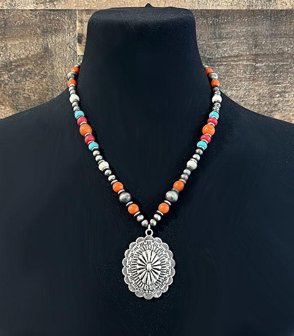 New Arrival :: Wholesale Western Concho Pendant Necklace