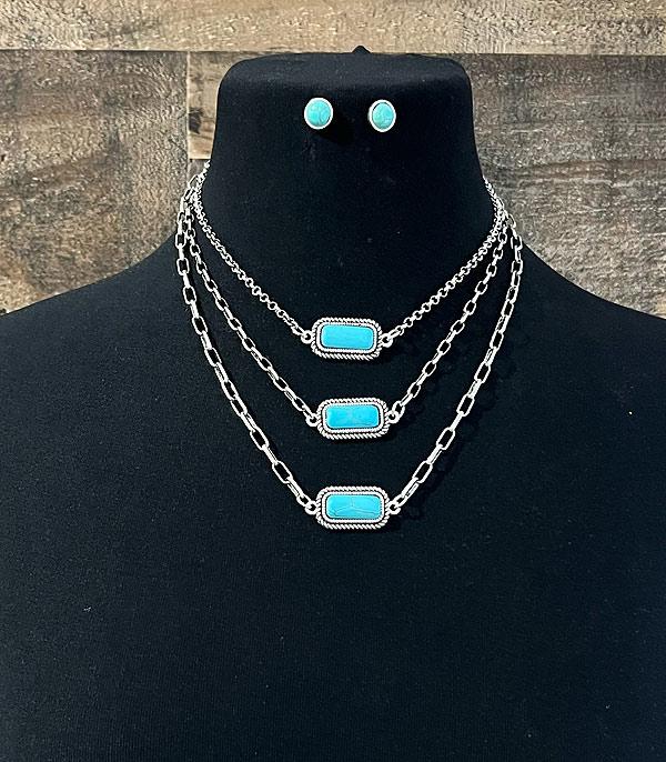 New Arrival :: Wholesale Tipi Western Turquoise Layered Necklace
