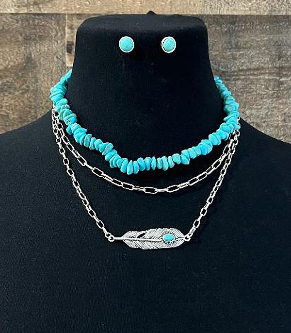 NECKLACES :: TRENDY :: Wholesale Tipi Western Feather Layered Necklace