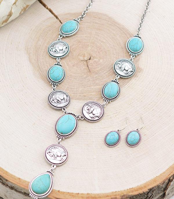 New Arrival :: Wholesale Turquoise Buffalo Western Coin Necklace