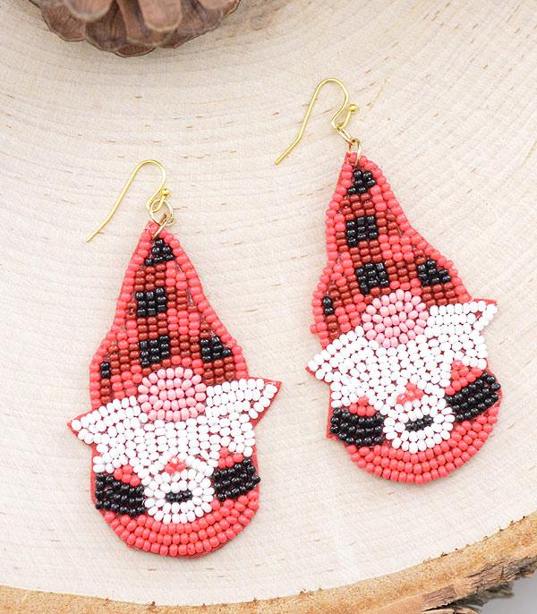 New Arrival :: Wholesale Seed Bead Christmas Gnome Earrings