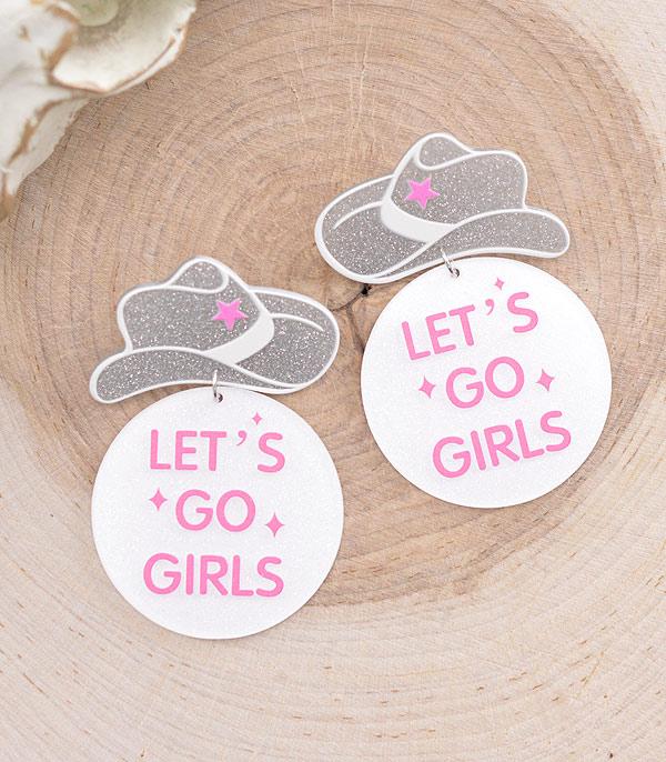 EARRINGS :: TRENDY EARRINGS :: Wholesale Glitter Lets Go Girls Cowgirl Earrings