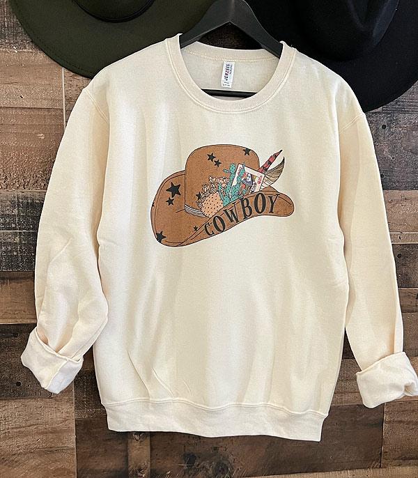 GRAPHIC TEES :: LONG SLEEVE :: Wholesale Western Cowboy Hat Sweatshirt