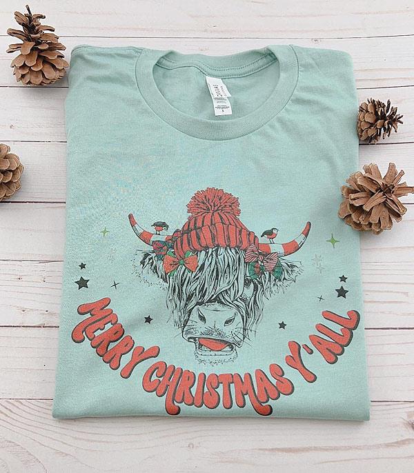 <font color=GREEN>HOLIDAYS</font> :: GRAPHIC TEES :: Wholesale Merry Christmas Cow Vintage Tshirt