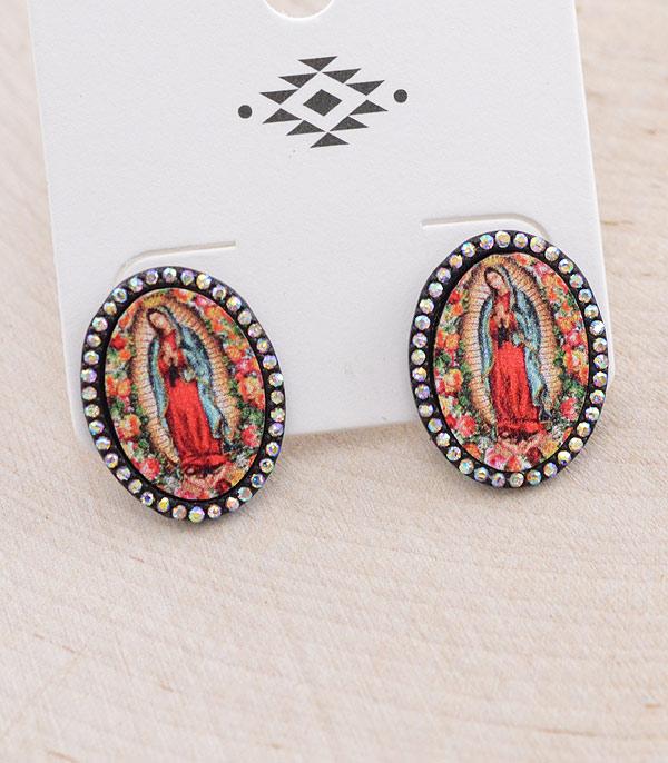 EARRINGS :: WESTERN POST EARRINGS :: Wholesale Lady Of Guadalupe Earrings