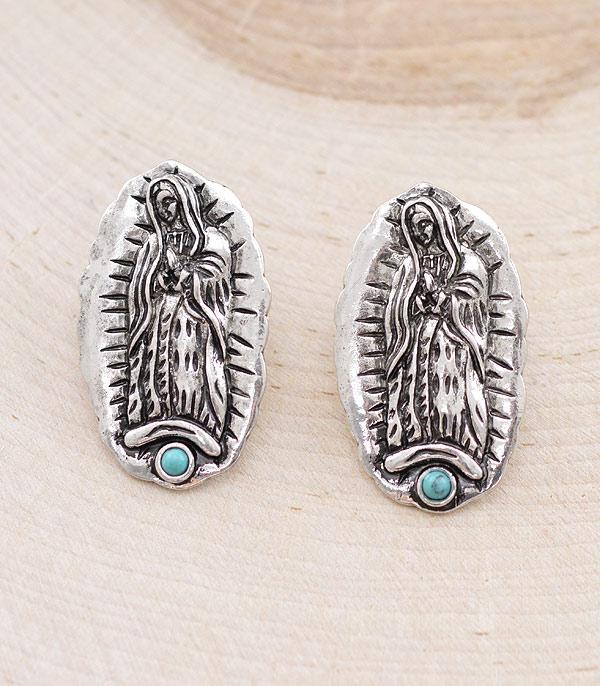 EARRINGS :: WESTERN POST EARRINGS :: Wholesale Lady Of Guadalupe Earrings