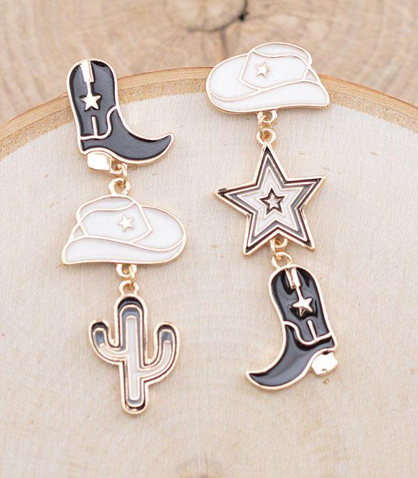 New Arrival :: Wholesale Western Cowgirl Hat Boot Earrings