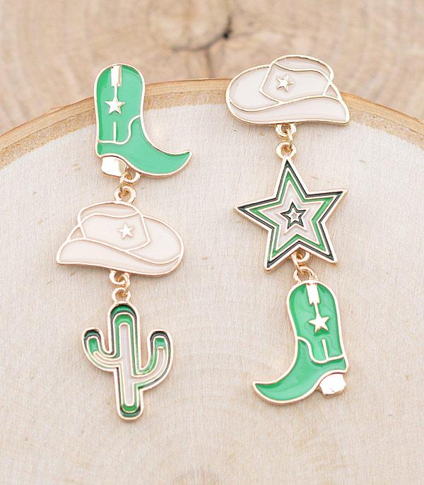 EARRINGS :: WESTERN POST EARRINGS :: Wholesale Western Cowgirl Hat Boot Earrings