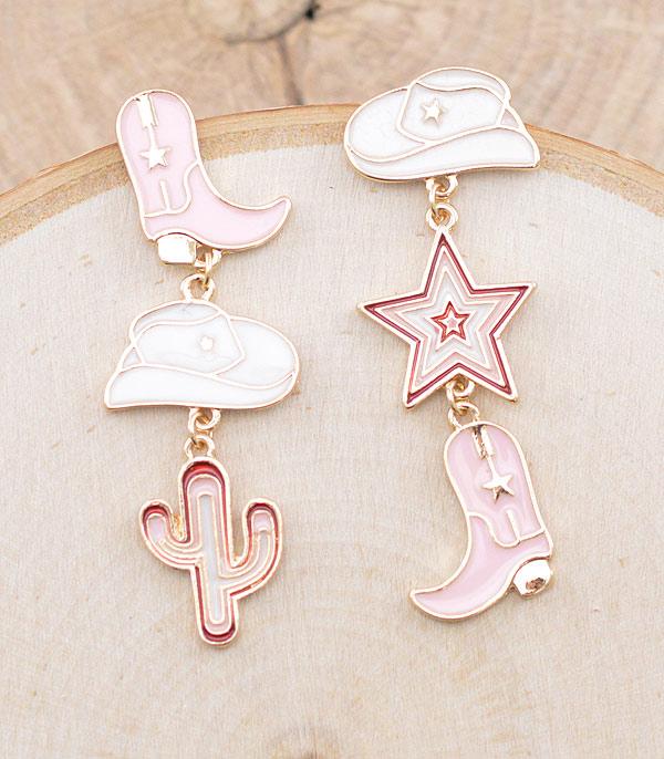 New Arrival :: Wholesale Western Cowgirl Hat Boot Earrings