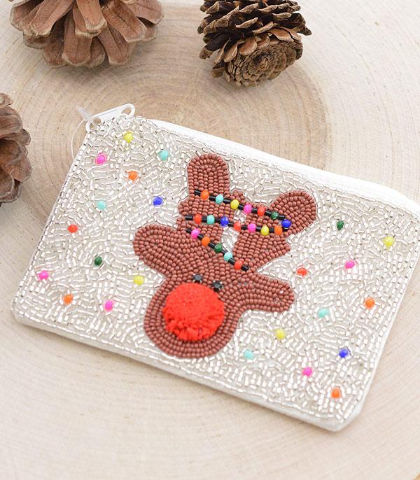 New Arrival :: Wholesale Christmas Reindeer Beaded Coin Purse
