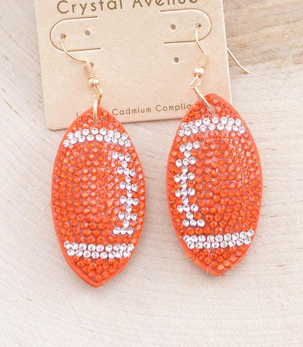 SPORTS THEME :: Wholesale Rhinestone Football Earrings