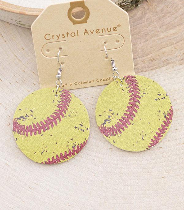 New Arrival :: Wholesale Faux Leather Softball Earrings