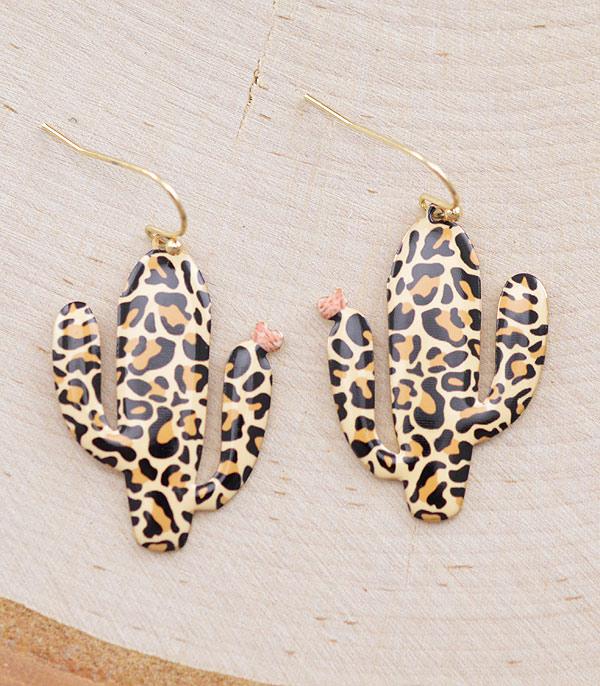 New Arrival :: Wholesale Leopard Cactus Dangle Earrings