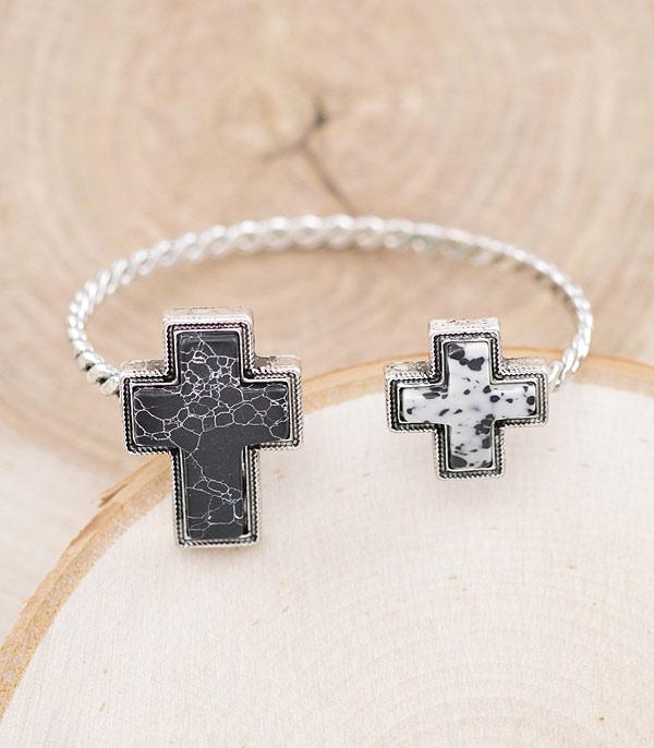 BRACELETS :: CUFF :: Wholesale Western Semi Stone Cross Bracelet