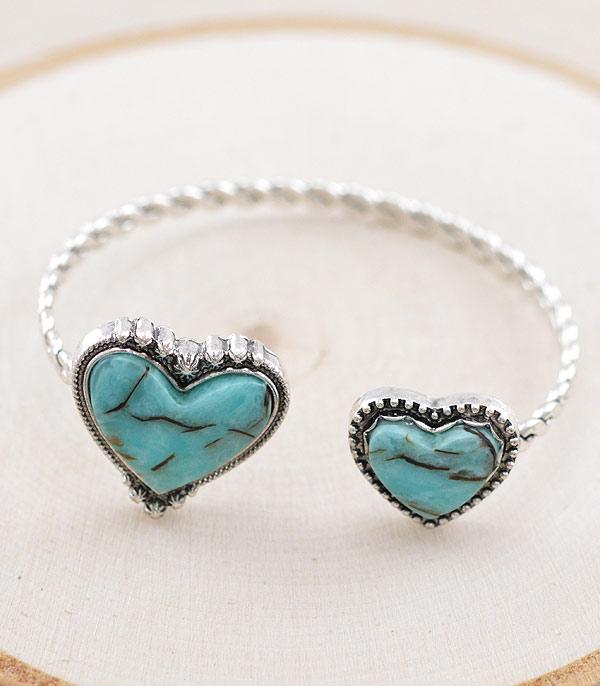 BRACELETS :: CUFF I BANGLE :: Wholesale Western Turquoise Heart Cuff Bracelet