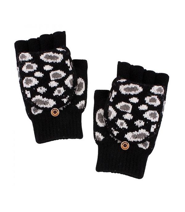 GLOVES :: Wholesale Leopard Knit Fingerless Mitten