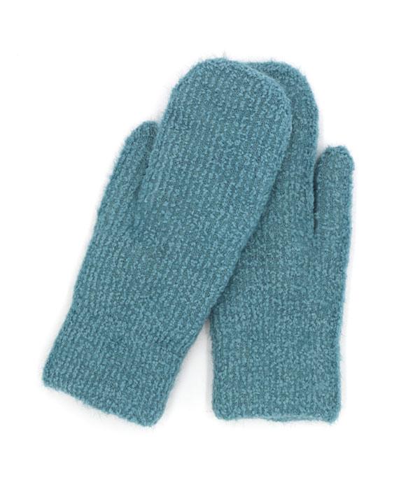 GLOVES :: Wholesale Fuzzy Soft Ribbed Winter Mittens
