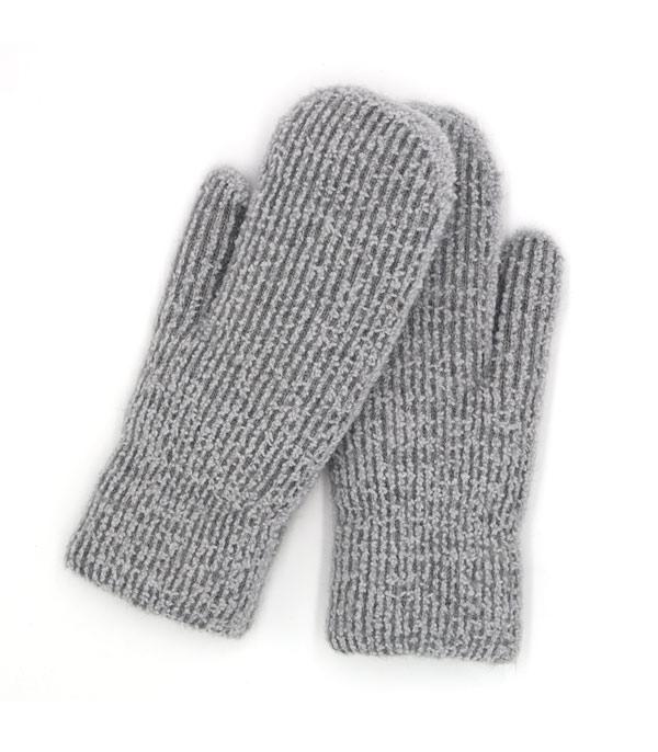 GLOVES :: Wholesale Fuzzy Soft Ribbed Winter Mittens