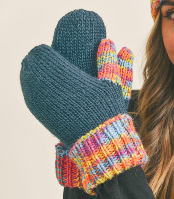 GLOVES :: Wholesale Multicolor Knit Fleece Lined Gloves