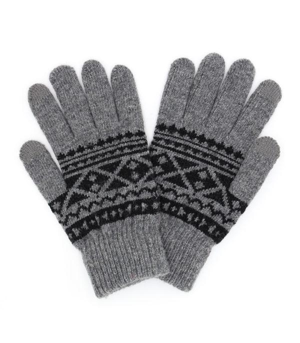 GLOVES :: Wholesale Smart Touch Aztec Knit Winter Gloves