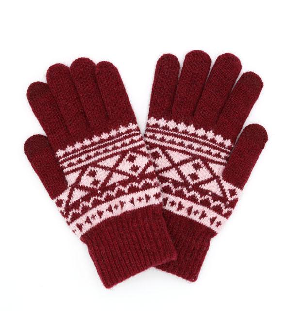 New Arrival :: Wholesale Smart Touch Aztec Knit Winter Gloves