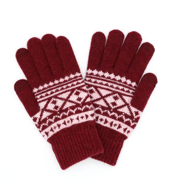 GLOVES :: Wholesale Smart Touch Aztec Knit Winter Gloves