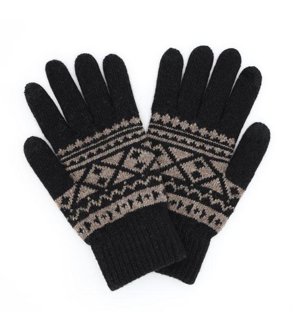 New Arrival :: Wholesale Smart Touch Aztec Knit Winter Gloves