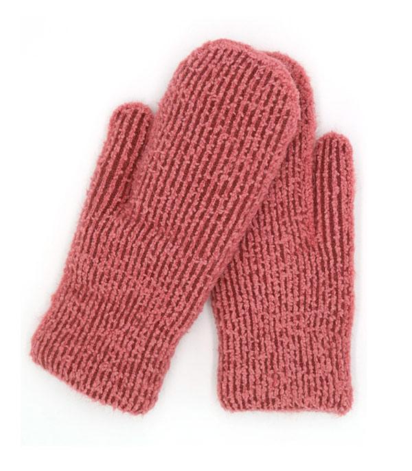 GLOVES :: Wholesale Fuzzy Soft Ribbed Winter Mittens