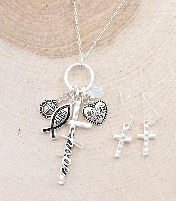New Arrival :: Wholesale Faith Hope Love Inspiration Necklace Set
