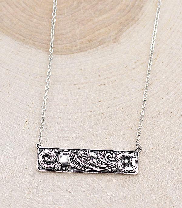 New Arrival :: Wholesale Western Tooled Look Metal Bar Necklace