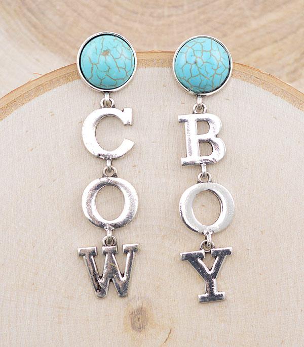 EARRINGS :: WESTERN POST EARRINGS :: Wholesale Western Cowboy Letter Earrings