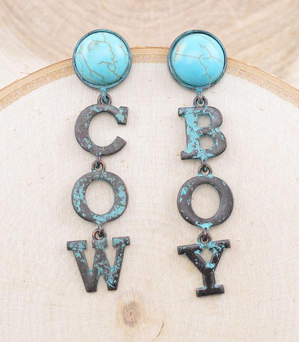 EARRINGS :: WESTERN POST EARRINGS :: Wholesale Western Cowboy Letter Earrings