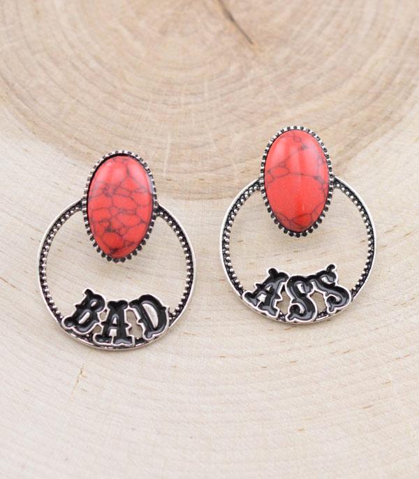 New Arrival :: Wholesale Western Bad Ass Letter Turquoise Earring