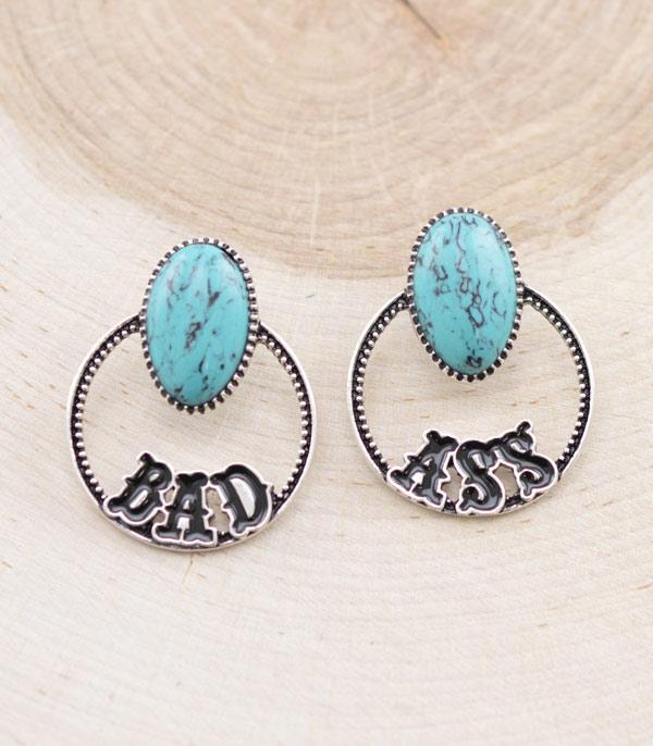 New Arrival :: Wholesale Western Bad Ass Letter Turquoise Earring