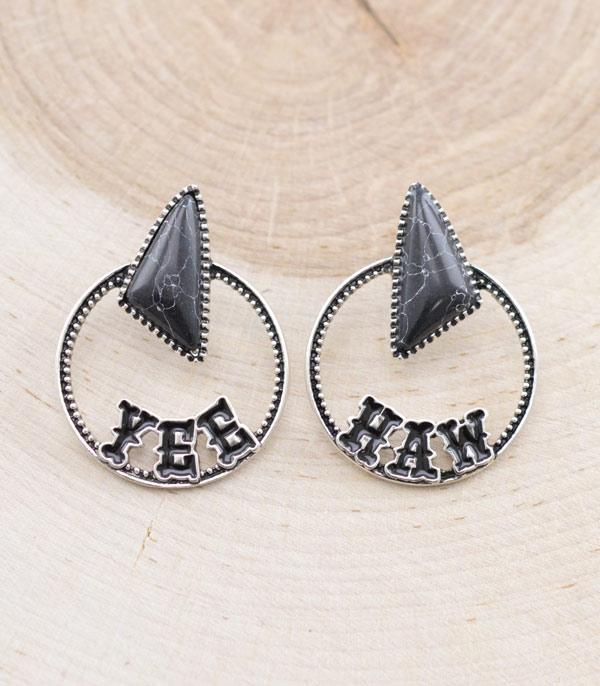 EARRINGS :: WESTERN POST EARRINGS :: Wholesale Western Yeehaw Letter Turquoise Earrings