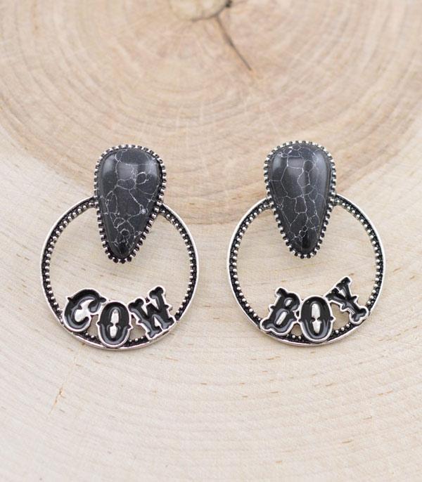 EARRINGS :: WESTERN POST EARRINGS :: Wholesale Western Cowboy Letter Turquoise Earrings