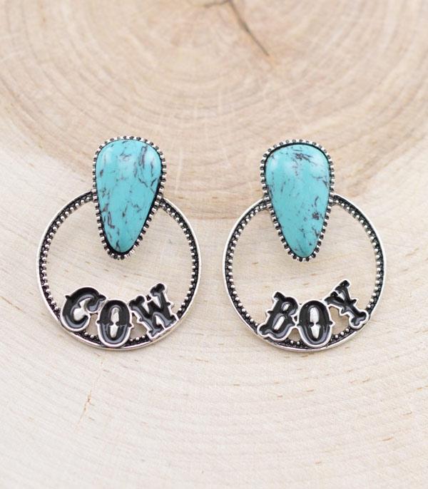 New Arrival :: Wholesale Western Cowboy Letter Turquoise Earrings