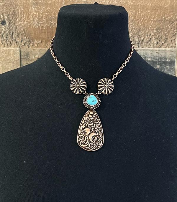 New Arrival :: Wholesale Western Metal Tooled Pendant Necklace